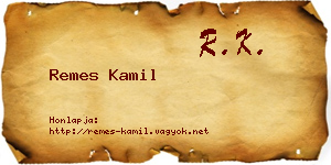 Remes Kamil névjegykártya